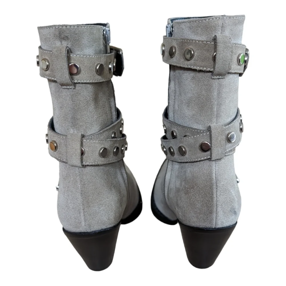 Iro Bonobal Wrap Around Strap Boots in Gray Suede Size EU 37 US 6.5 Like new - Picture 3 of 9